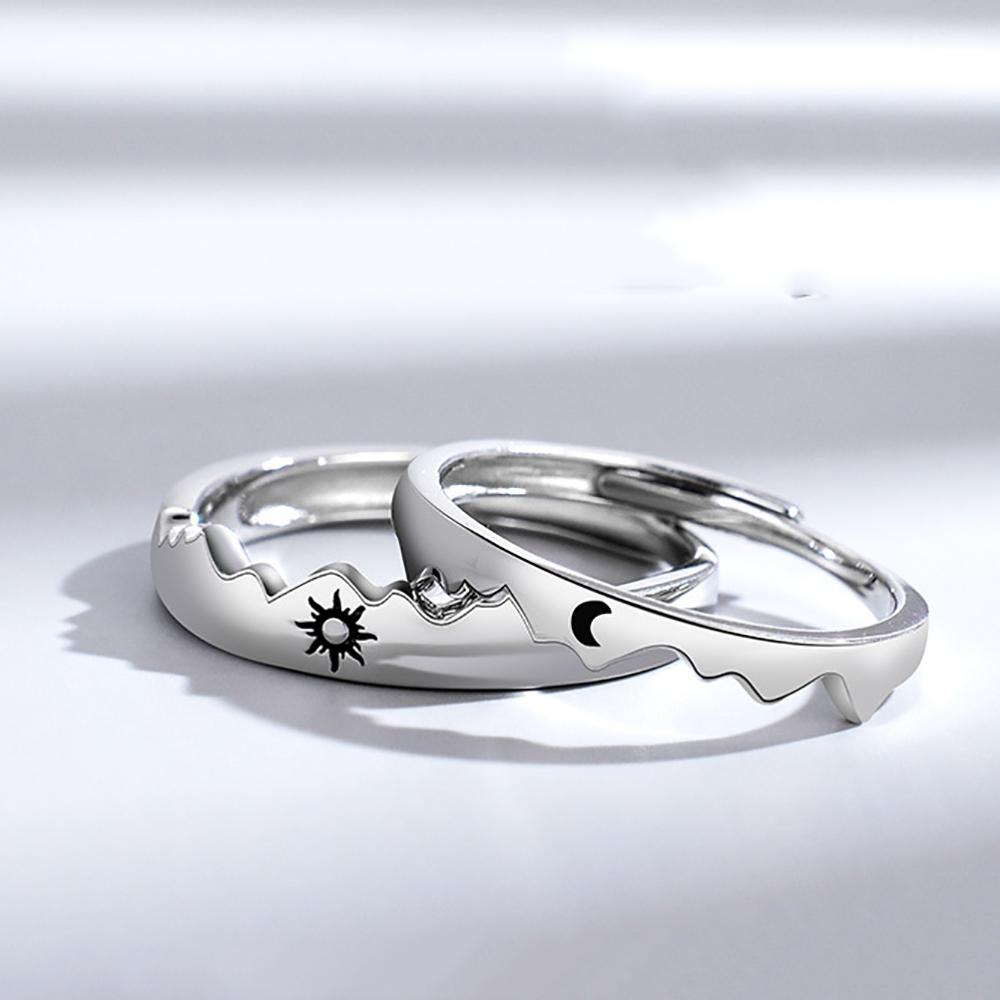 Adjustable Engagement Woman Sun Moon Copper Open Ring Finger Ring Couple Ring Fashion Jewelry