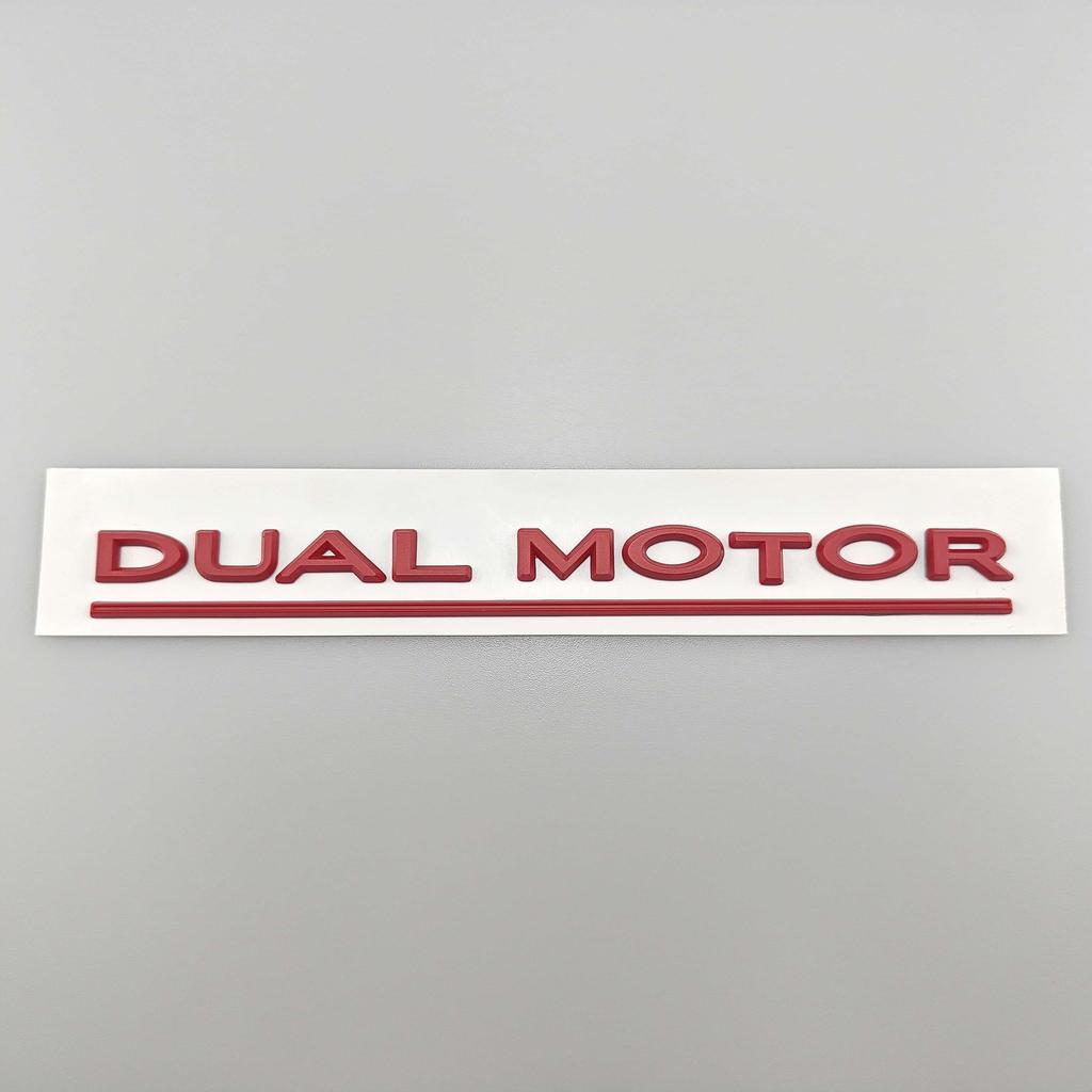 3D ABS Chrome Red Line Black Logo DUAL MOTOR Emblem Letters Car Styling Trunk Badge Sticker for Model3/Y/S/X DUAL MOTOR Accessories