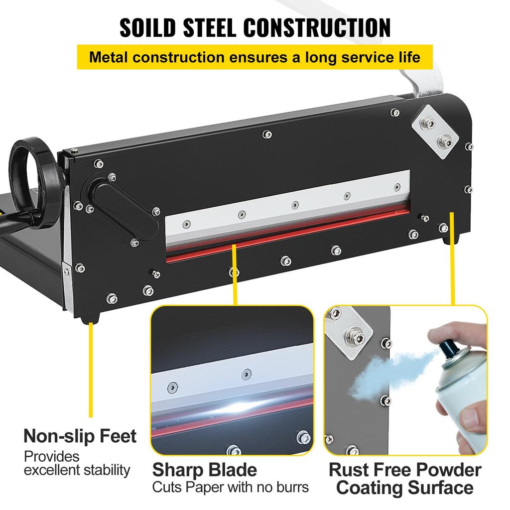 VEVOR A4 Paper Guillotine 12" Width Paper Cutter Heavy Duty Manual Stack Paper Trimmer Stack Cutter with Clamp Safe Lock for Home Office