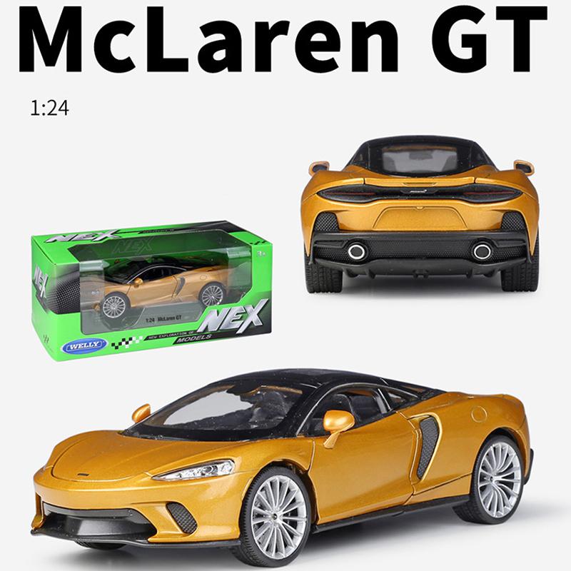 Масштаб 1/24 Welly McLaren GT, модель автомобиля из сплава, литье под давлением, металлические игрушечные автомобили, модель автомобиля, высокая имитация, коллекция, детские подарки