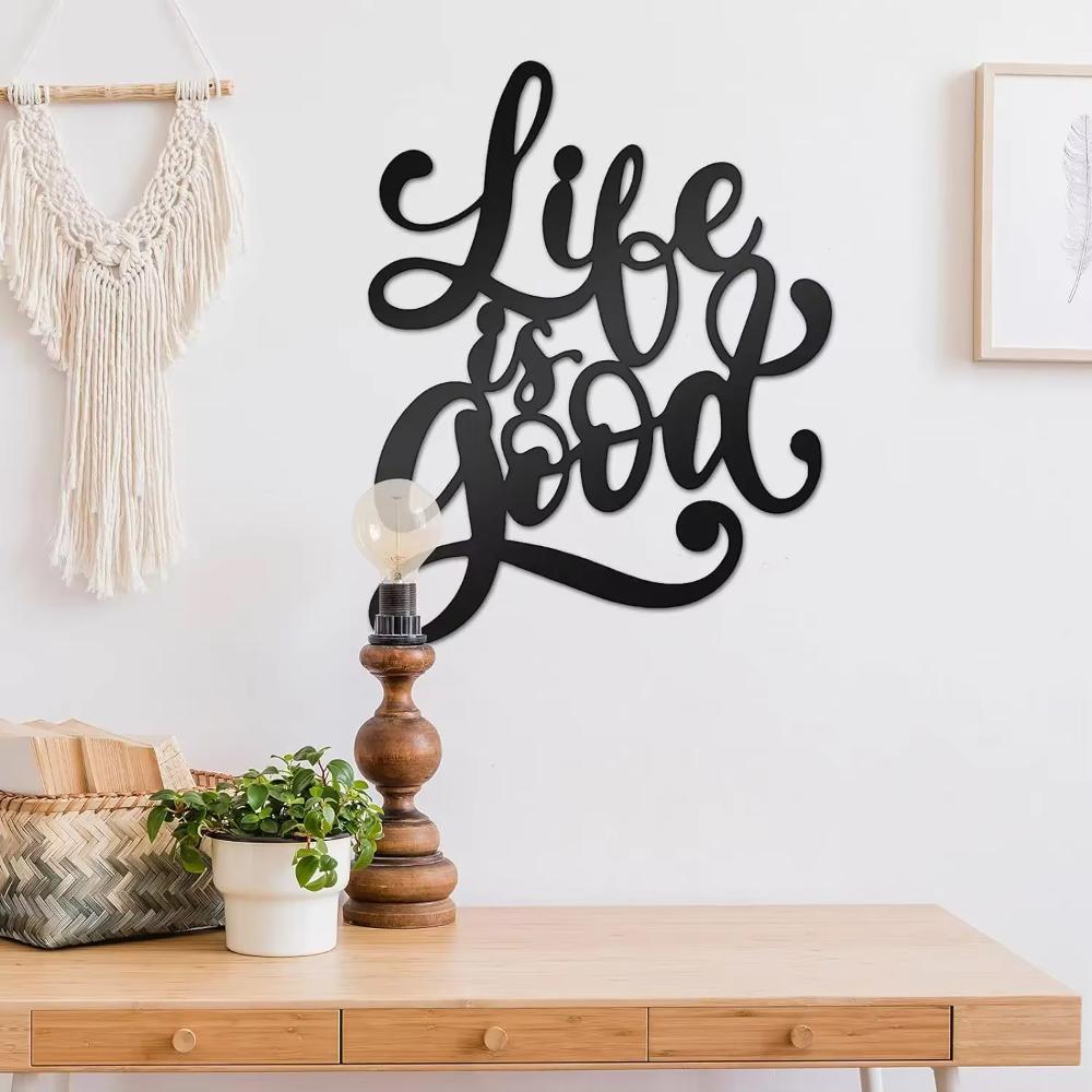 Exquisite 'Life Is Good' Metal Sign. 3D Iron Word. Vintage Art Decor. Rustic Farmhouse for Living Room. Indoor or Outdoor Charm.