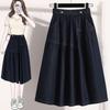 2025 Plus Size New Spring Denim Skirts Women A-Line Clothing Fashion Loose Pleated Skirt High Waist Vintage
