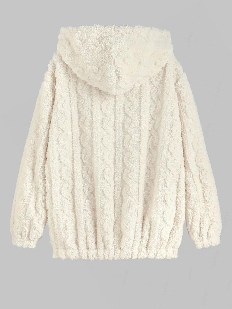 ZAFUL Женская толстовка с капюшоном из искусственного меха с карманом на молнии и геометрическим узором