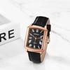Square Calendar 3ATM Rome Analog PU Leather Belt Quartz Casual Business Watch Simple Stylish Fashion Accessory Birthday Anniversary Christmas Day