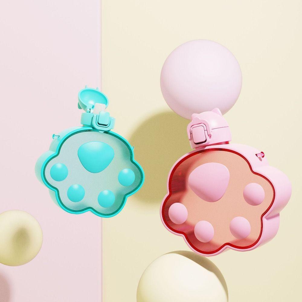 Регулируемый ремешок Бутылка для воды с кошачьей лапкой Мультяшный портативный чайник Удобный пластиковый стаканчик с соломинкой Велоспорт