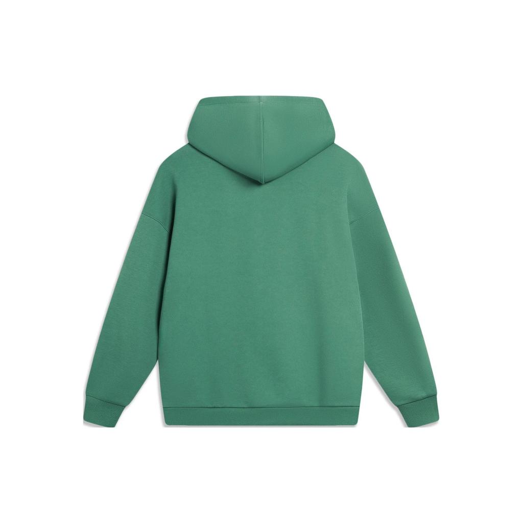 Li Ning Sports Trend Series однотонный свободный свитер с капюшоном унисекс толстовки темно-зеленый AWDT757-2