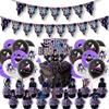 Wednesday Birthday Decoration Party Set Drama Wednesday Popular Funny Boys Girls Black White Purple Happy Birthday Garland Banner Balloon Balloon Cake