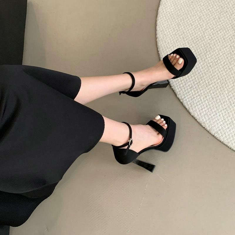 Модная женская обувь Распродажа 2025 Платформа Женские сандалии Элегантные вечерние Туфли с открытым носком 12 см Сандалии женские Супер высокий Массивный каблук