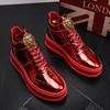 Fashion Red Bright Casual Shoes Men's New Thick Soles Bright Face Men's Shoes Youth 100 High Top Board Shoes In the Upper Short Boots 2