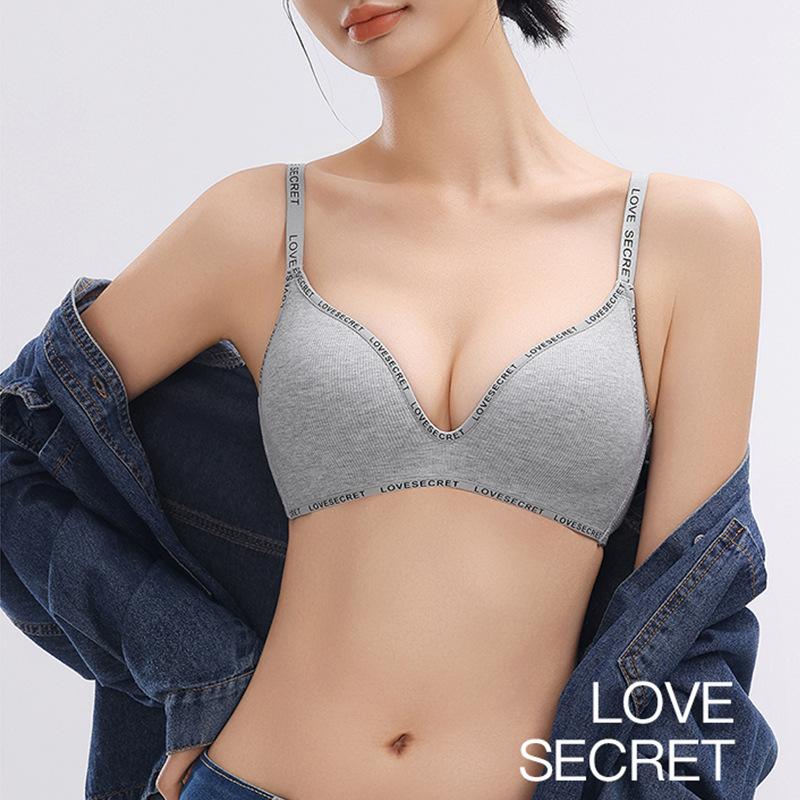 Comic chest seamless underwear No steel ring Soft support Anti-sagging collection of secondary breasts Gathering letters Peach cup Bra bra