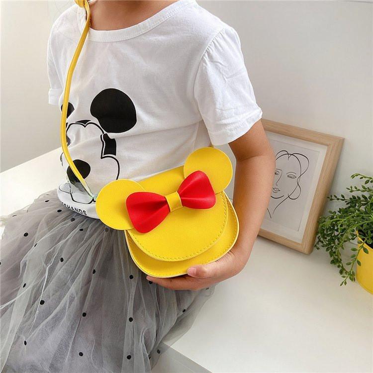 Bear Shoulder Bowknot Bag Childrens Cartoon Animal Shoulder Bag Material Pu