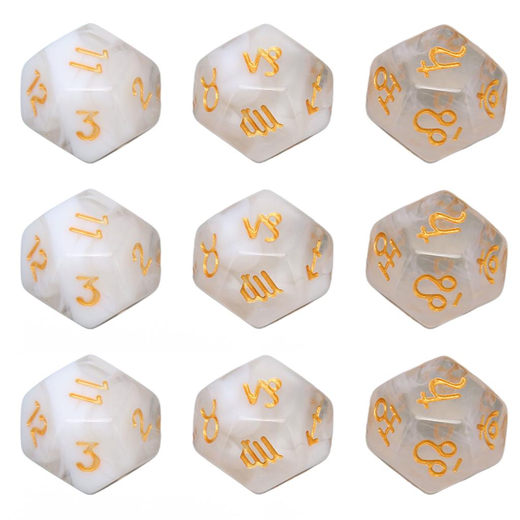 9PCS Polyhedral Dice Set Waterproof Plastic Lightweight Portable Table Gaming Dices for Travel Picnic White