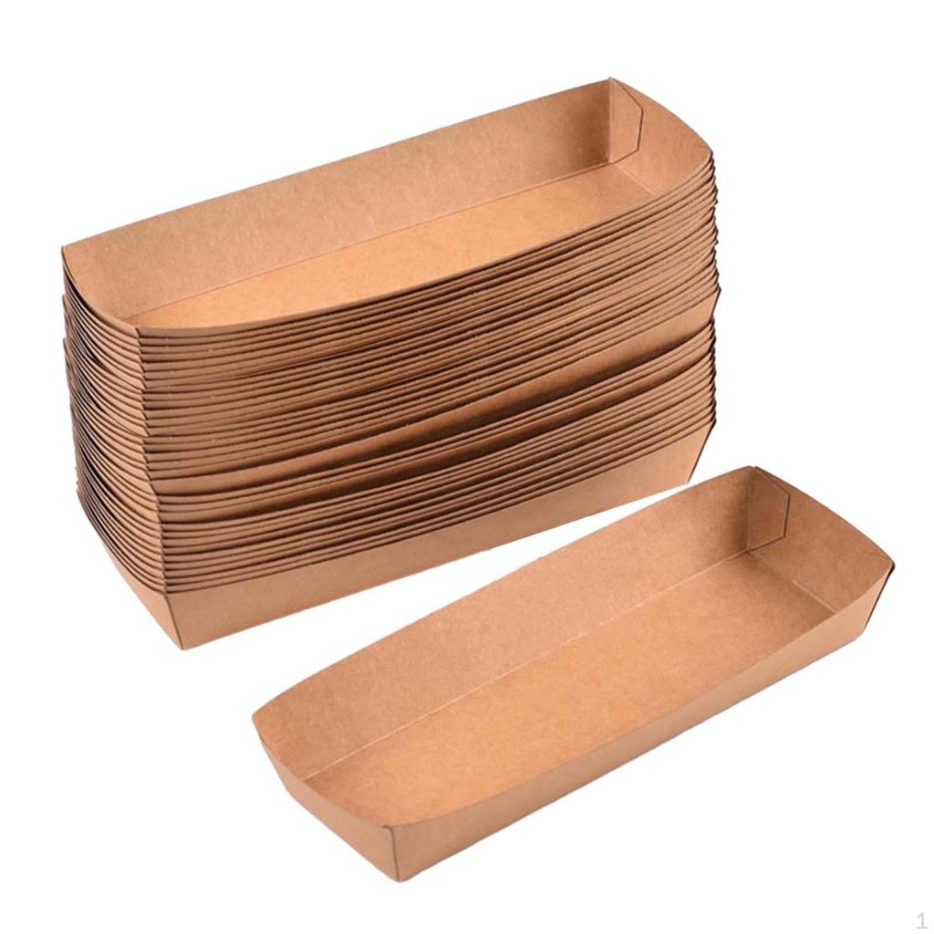 100 Pieces Disposable Serving Tray Take Out Food Boats Recyclable Paper for Fruit