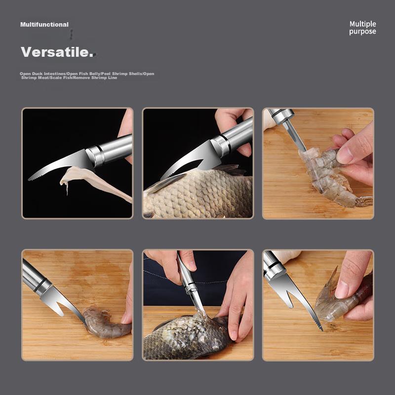 BJ 304 Stainless Steel Shrimp Deveiner Tool, Double-Ended Shrimp Deveiner Knife, Longan Pit Remover, Prawn Deveining Knife