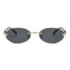 Frameless Punk Shades Cut-Edge Y2K Eyewear Vintage Oval Frame Sunglasses for Women
