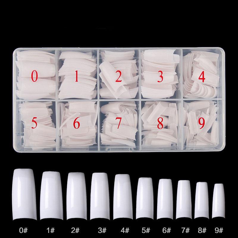 500 шт. акриловые накладные ногти с коробкой, прозрачный белый натуральный полупокрытие, полное покрытие, инструмент для французского маникюра