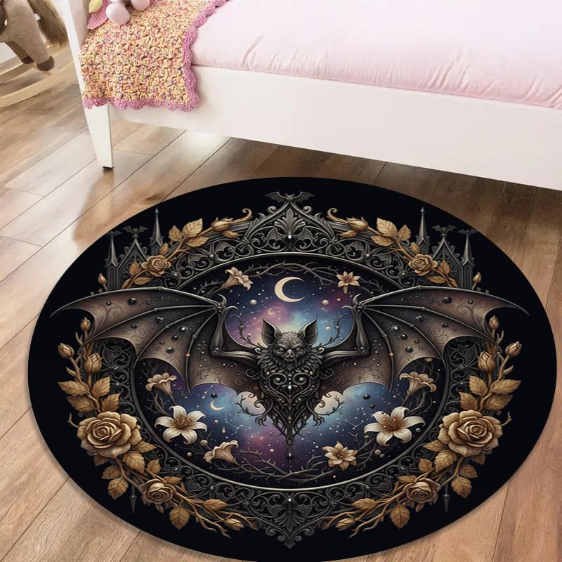 Bat Retro Round Area Rug,Carpet Rug for Living Room Bedroom Sofa Playroom Decor,Non-slip Floor Mat99
