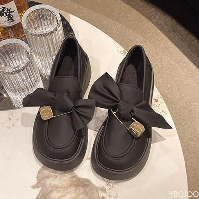 Мода 2025 Новая весна осень Британский стиль Женские маленькие кожаные туфли на толстой подошве "бисквит", туфли-лодочки Мэри Джейн для повседневной носки