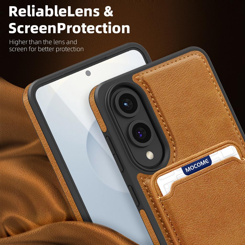 For Samsung Galaxy S25 Edge Magnetic Case with Detachable Card Holder TPU+PU Leather Phone Back Cover