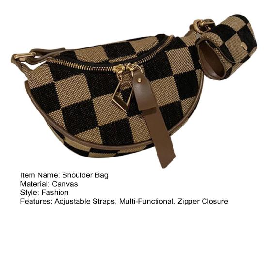 Женская поясная сумка с регулируемыми ремнями, клетчатый принт, двухсторонняя застежка-молния, через плечо