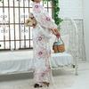 RAVIR Yukata White with an Adorable Red Daisy Includes a Fluffy Obi Belt and One Size Fits All Women's 3-Piece Set, Pattern, Sandals,
