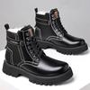 Зимняя обувь 2025 Мужские сноубутсы Теплые плюшевые Модный бренд Мужские ботильоны Чисто черные Нескользящая толстая подошва