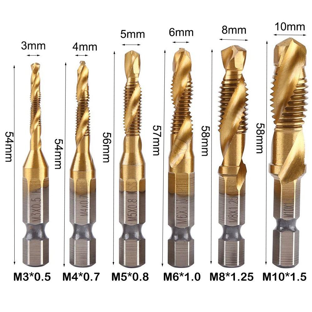 Screw Thread Bit HSS Screw Machine Titanium Plated Shank Tap Drill Bits Hex Shank Tap Drill Bit