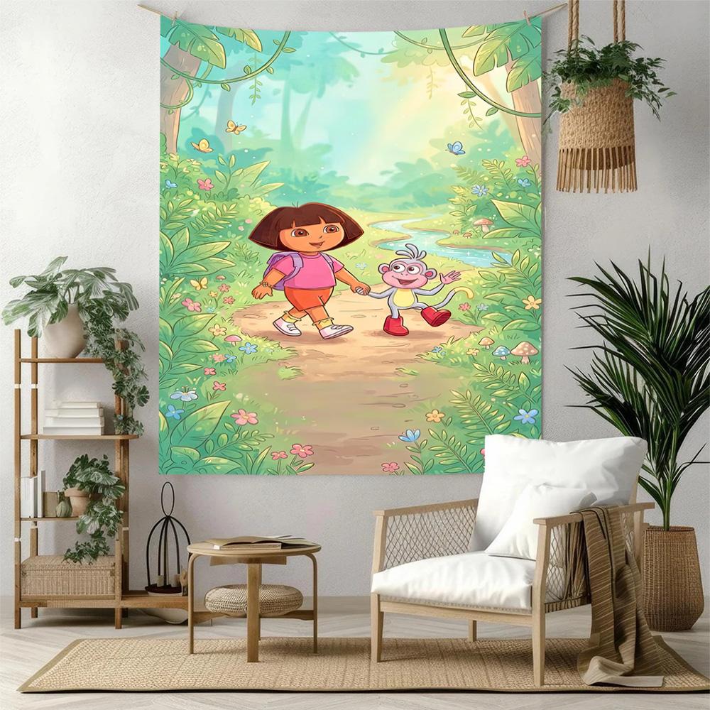 Dora Explorer Wall Decor Tapestry Art For Pet Memorial Birthdaywedding Party Backdrop Family Gift