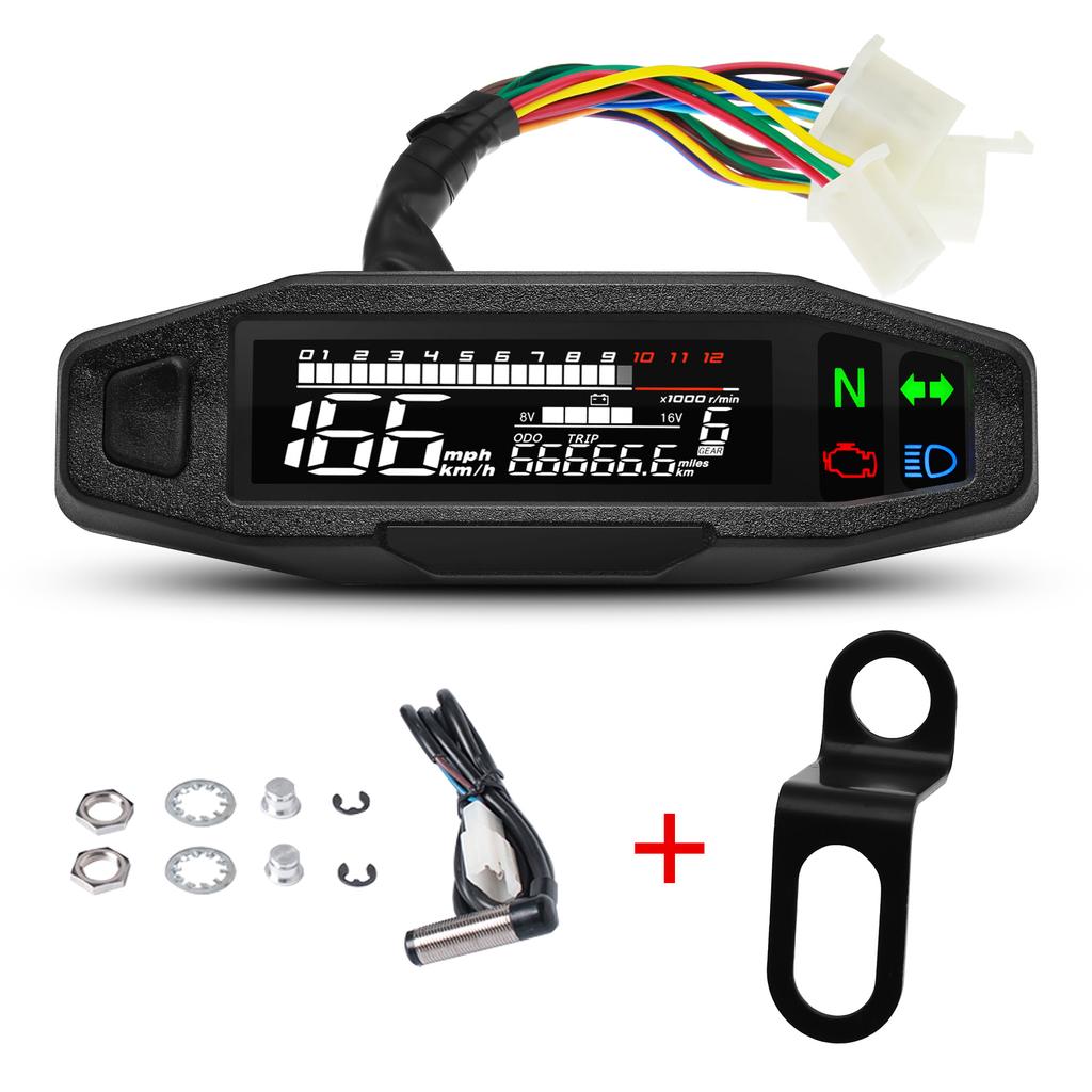 Car Accessories - Newest Motorcycle Speedometer Oil Gauge Tachometer Universal Digital Meters Instrument Cluster Turn Signal Light Indicator