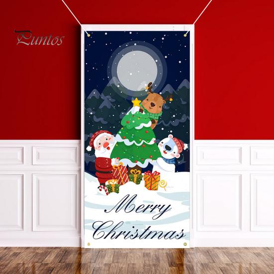 Рождественский занавес, баннер, многоразовый, легко повесить, праздничный дверной чехол для украшения дома, фотосъемка