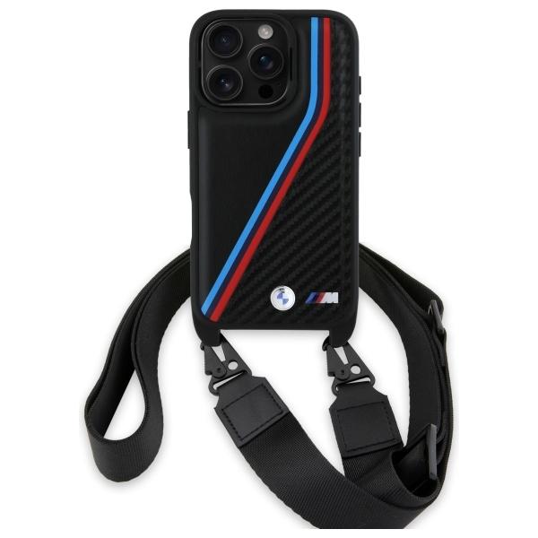 Bmw Bmhcp16L23Psvtk Iphone 16 Pro 6.3   Czarny/Black Hardcase M Edition Carbon Tricolor Lines & Strap