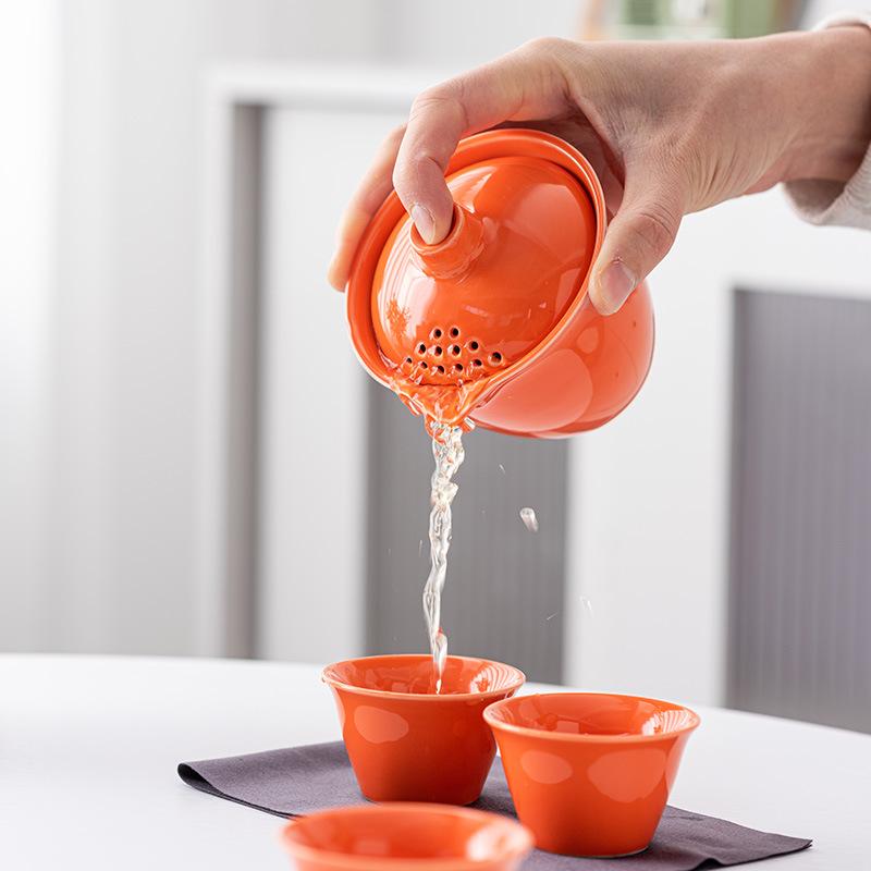 Роскошный дорожный чайный набор оптом креативный один чайник три чашки высококлассный бутик уличная экспресс-чашка портативная сумка подарки