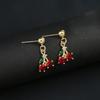 New Sweet Cherry Earrings for Women Red Cherry Fruit Stud Earring Cute Girl Simple Exquisite Edition Luxury Designer Jewelry