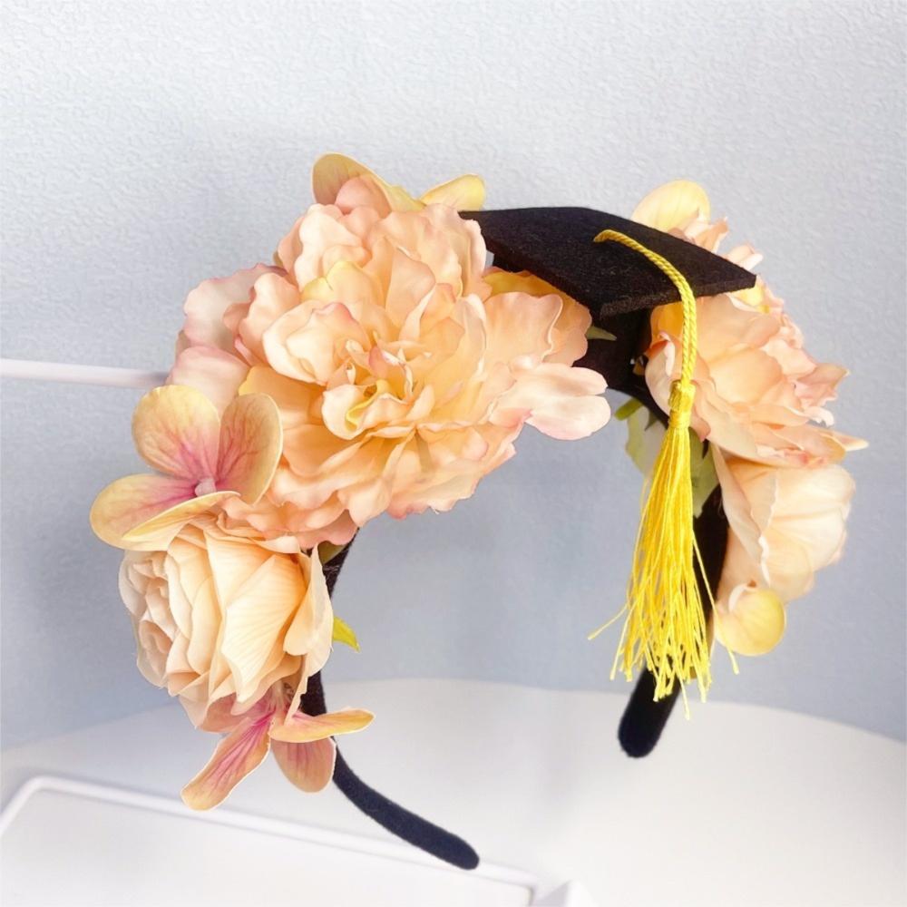 Doctor Flowers Hair Band Bachelor Academic Hat with Tassels Durable Mortar Board  College
