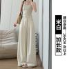 Белые молочные брюки от мужского костюма осенние новые женские брюки женские тонкие с высокой талией прямые брюки свободные и ленивые широкие брюки