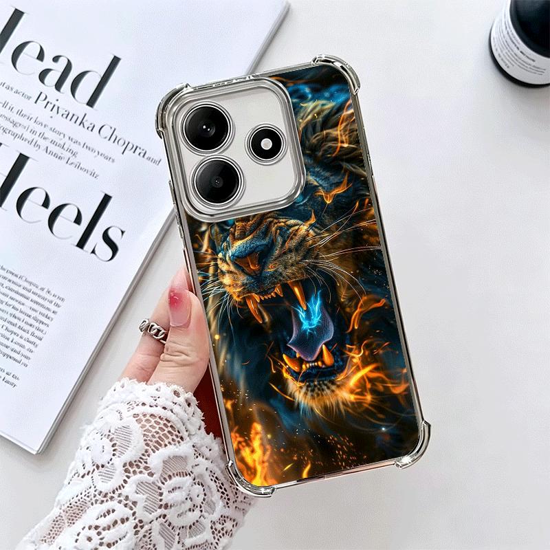 Lion Male Man King Plating Phone Case For Xiaomi Redmi Note 14 15 Pro Plus 13 12 11 11S 11T 10 9S 9 5G Anti-Fall Airabag Cover