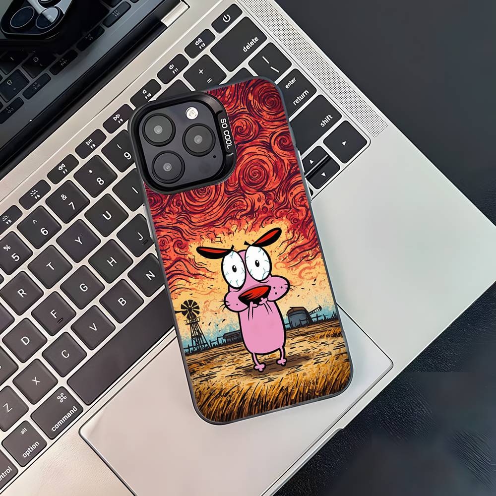 Чехол для телефона Courage The C-CowardlyS Dog для iPhone 17,16,15,14,13,12,11,Pro,XS,Max,Plus,Mini,SE4,E Черный Матовый Ударопрочный Чехол