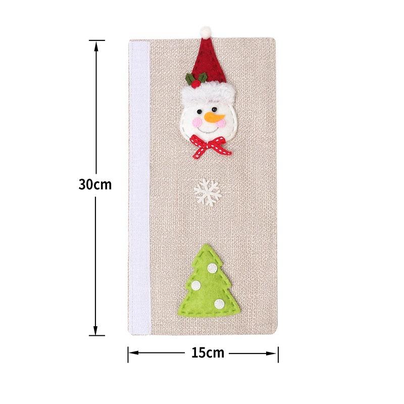 Christmas Home Decoration Items Santa Claus Snowman Elk Linen Refrigerator Handle Stick Microwave Oven Handlebar Cover