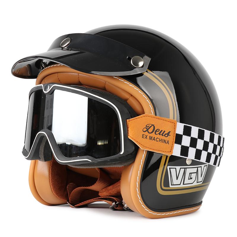 Ретро шлем, мотоциклетный шлем для круизов в любое время года, полушлем, мужской и женский шлем с пузырчатым визором, защитный шлем для электровелосипеда