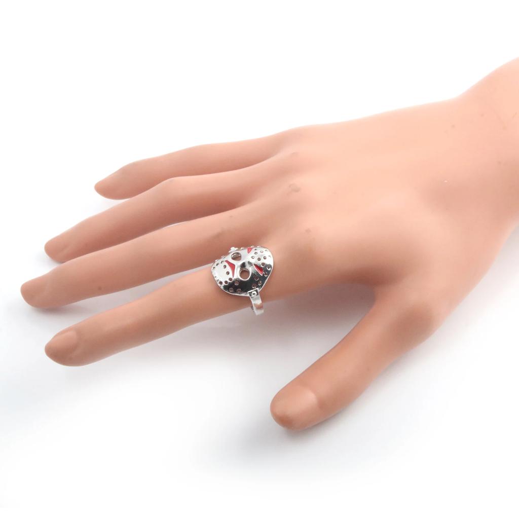 Новые Модные Хэллоуин Ужасы Фильмы Кольца Джейсон Хоккейная Маска Металлическое Регулируемое Кольцо Для Детей Хэллоуин Украшения Подарок