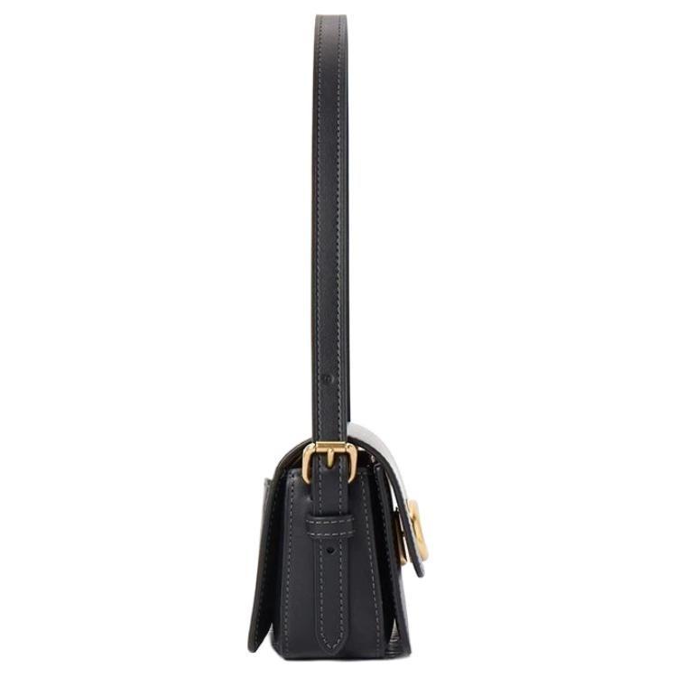 COACH Cow Leather One Shoulder Handbag Small Women's Black CAM18-B4BK
