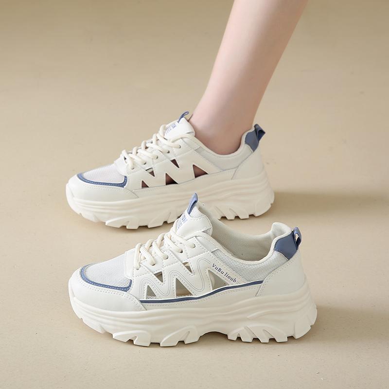 CRLAYDK Летние массивные кроссовки для женщин на платформе с вырезами Fahion White Dad Shoes Mesh Casual Walking Boots Sport Trainers