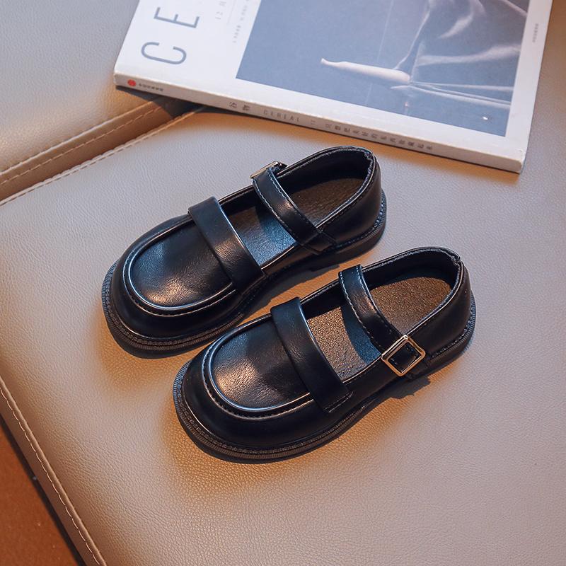 Детские кожаные туфли для девочек, черные, бежевые, на плоской подошве, для школьной вечеринки, свадьбы, модная детская обувь, классика, винтаж, весна 2024 года, новинка
