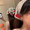 Вязаная треугольная повязка на голову, милая маленькая вишенка, повязка на голову во французском пасторальном стиле, полотенце, вязаный крючком цветок, платок