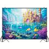 A photography background featuring mermaids, with elements of an underwater castle