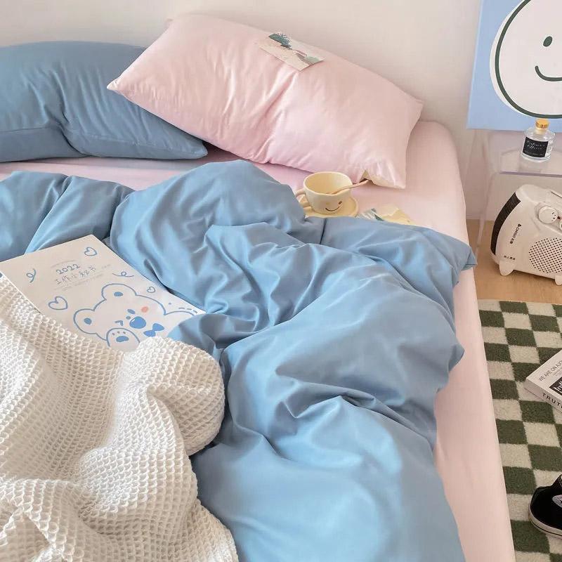 4 шт./комплект, простые однотонные простыни и пододеяльники разных цветов, комплект постельного белья Ins для студенческого общежития, покрывало на кровать 1,2 м, наволочки, комплект из 3 предметов