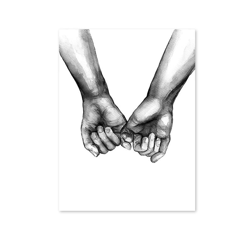 Черно-белый романтический плакат «рука об руку» с принтом на холсте, современная картина с цитатами о любви, настенная художественная картина для пар, влюбленных, декор комнаты