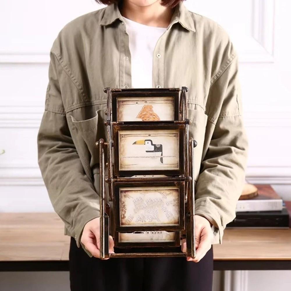 12 Picture Slots Rotatable Photo Frame 360° Spin Photo Display Shelf Birthday Gift