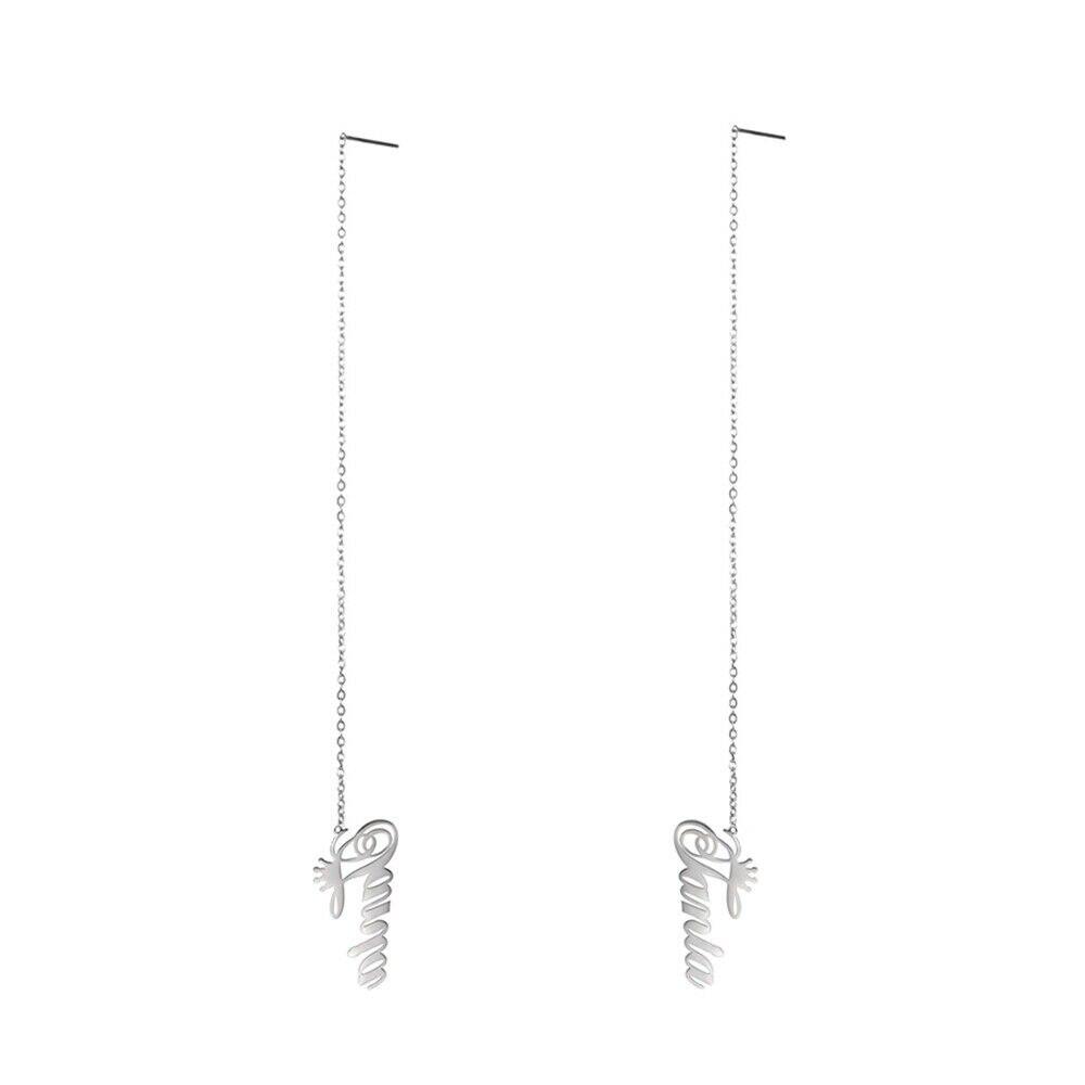 Серьги Sherman Custom Name Linear Threader с длинными кисточками и буквами, женские ювелирные изделия из нержавеющей стали