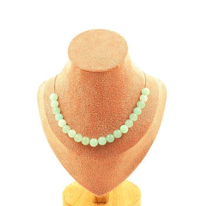 Pierres et Minéraux. Collier 20 perles Angélite 8 mm. Chaine en acier inoxydable Collier femmes, hommes. Taille personnalisable.